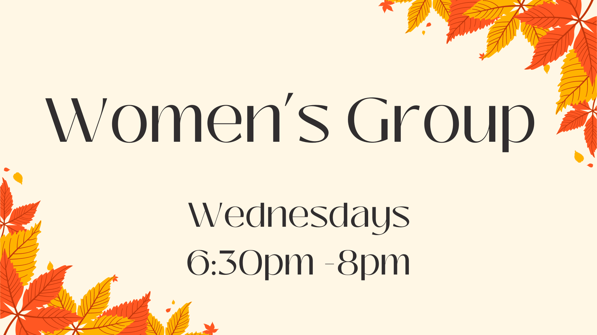 An image with the information for Women's Group