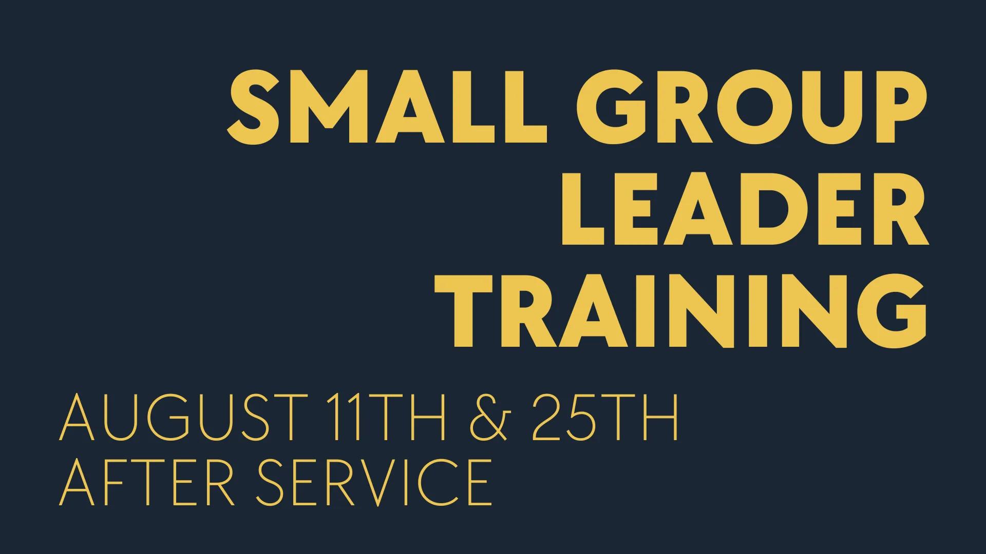 A simple graphic with information about LVC's Small Group Leader Training on it.