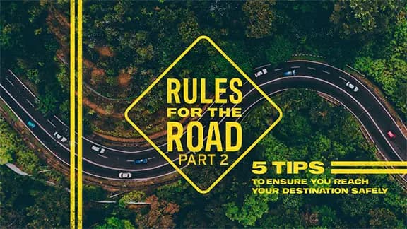 A winding road with the words "Rules for the Road Part 2" written above it.