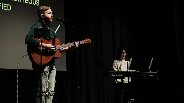 Nick and Bethany playing worship music