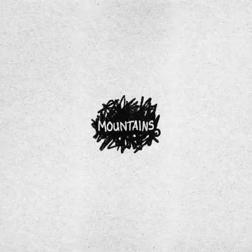 A very small scribble on a textured white background. The word "Mountains" is written over the scribble.