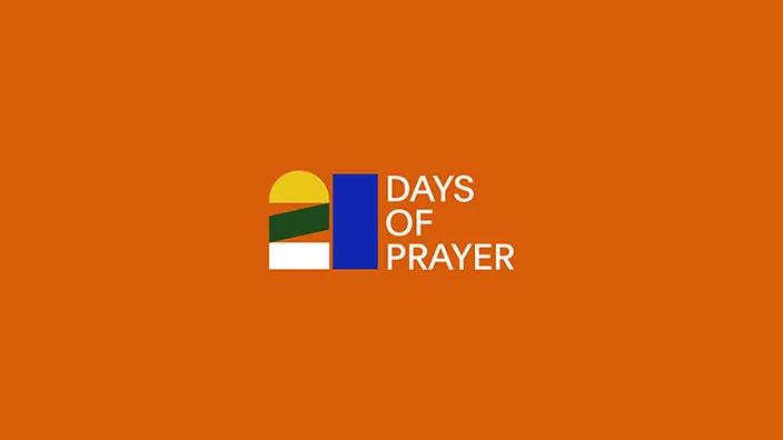 An orange background with "21 Days of Prayer" written over it.