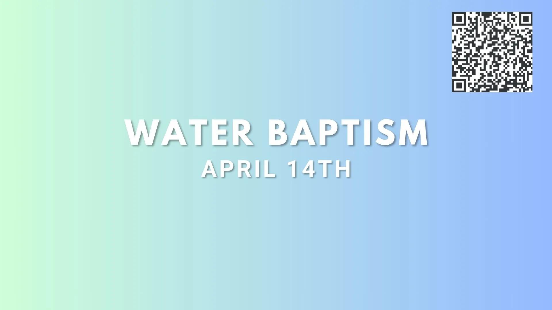 A light blue gradient with "water baptism" written over it in white text