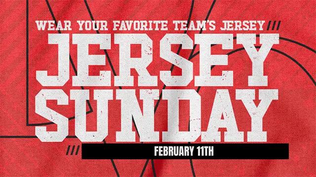 Sporty background with "jersey sunday" displayed predominately on it.